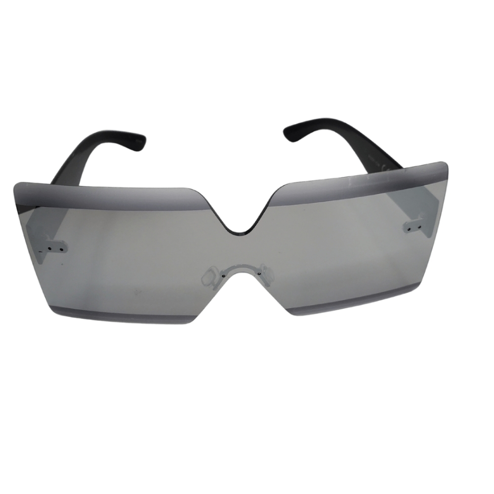 Oversized Silver Mirrored Sunglasses